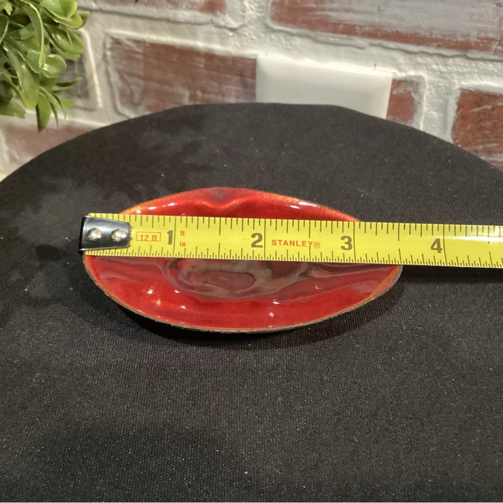 🔴 Vintage - Copper ? Metal - Unique Red - Oyster Shaped Rare Designed Ashtray - Picture 7 of 9